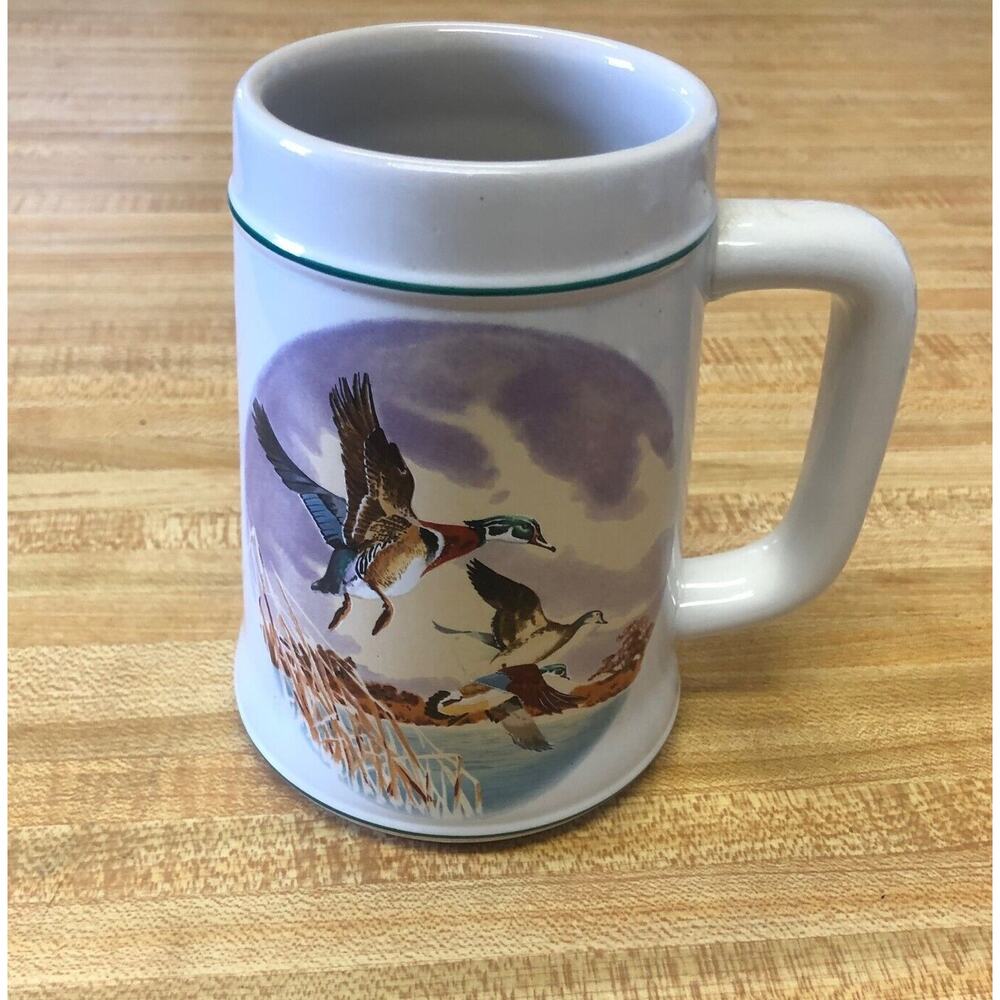 Mallard Ducks Flying Over Water Collectible Coffee Mug Beer Stein Man Cave 5.5”